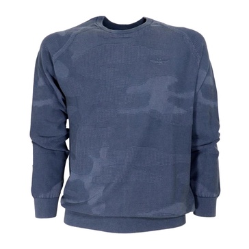 Camouflage Cotton Jacquard Mens Sweater Blue MA1500