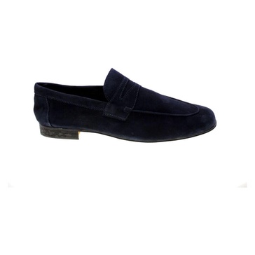 Blue Suede Penny Loafers
