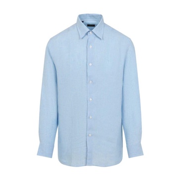 Blue Linen Shirt Elegant Style