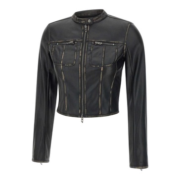 Black Biker Jacket with Zip Pockets