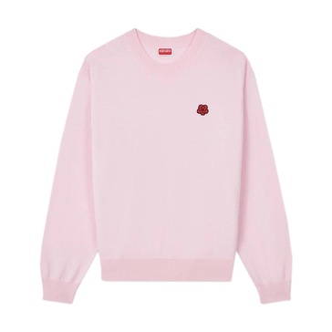 Pink Sweater with Boke Flower Emblem