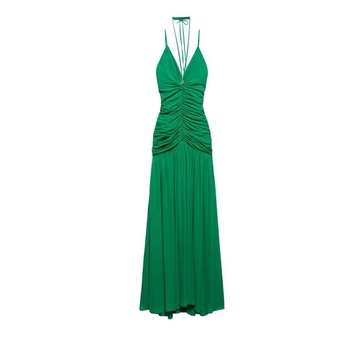 Green Draped Maxi Dress