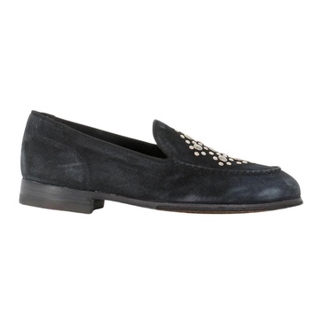 Black Suede Studded Loafers