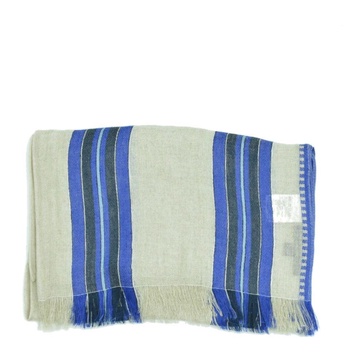 Striped Linen Fringed Pashmina Scarf