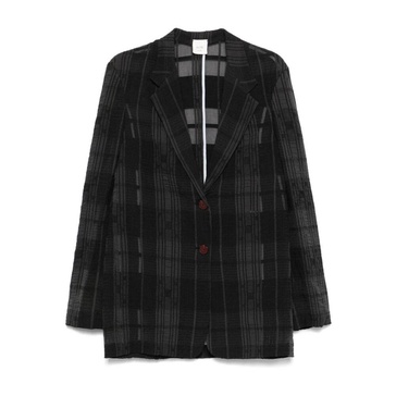 Black Button-Up Jacket with Notched Lapels