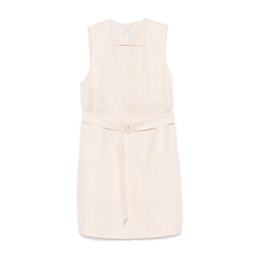 Beige Sleeveless V-Neck Sweater