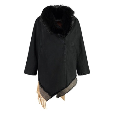 Fur Collar Parka with Asymmetric Hem