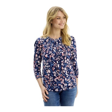 Blue Grazia Blouse with 3/4 Sleeves