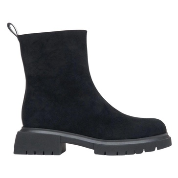 Women's Black Ankle Boots for Winter made with Geniuine Velour with Wool Lining Estro ER00115867