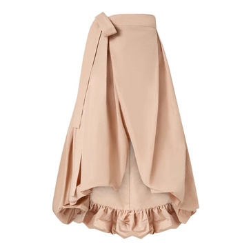 Pink Taffeta Skirt with Front Slit