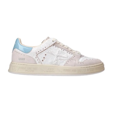 White and Blue Leather Sneakers