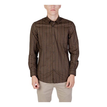 Brown Button-Fastened Long Sleeve Shirt