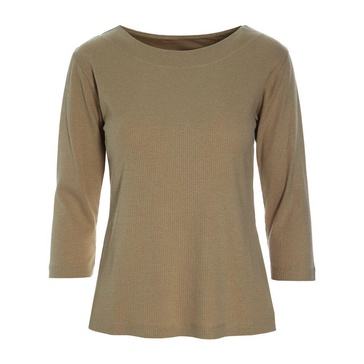Rib Blouse with Boat Neck Nutmeg