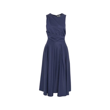 Blue Midi Dress Sleeveless Crew Neck