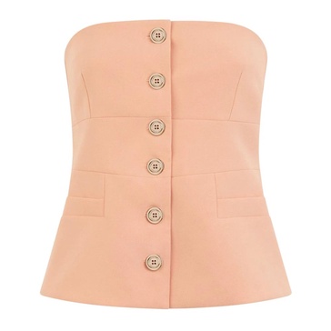 Strapless Button-Front Top in Pink