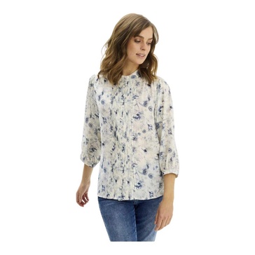 Blue Feminine Shirt with Pleats