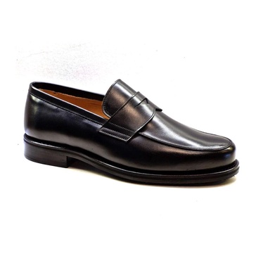 Classic Black Moccasin with Leather Details