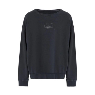 Black Cotton Round Neck Sweatshirt
