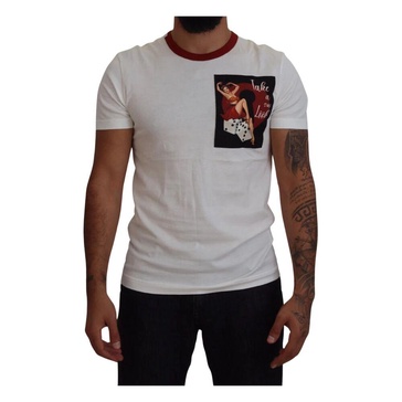 Cotton White Logo Print Crewneck T-shirt