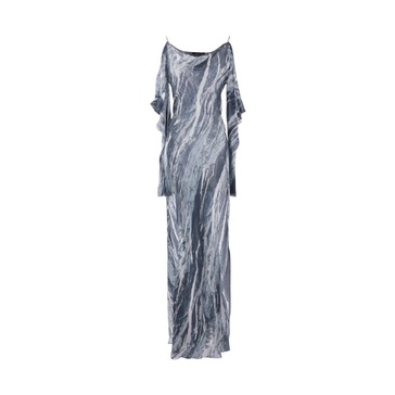 Marble Print Long Silk Dress