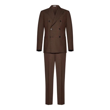Brown Double-Breasted Blazer Suit