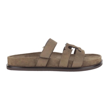 Brown Suede Slider Sandals