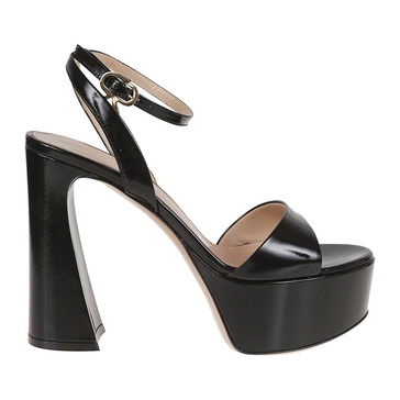 Black Sandals with Ribbon Buckle