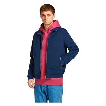 Navy Bomber Jacket with Zip Pockets