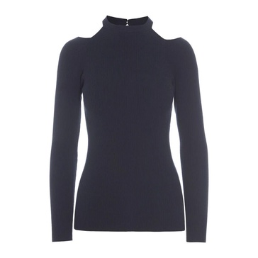 Cut Out Shoulder Blouse Dark Midnight