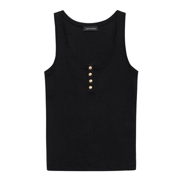 Ribbed tank top with gold buttons