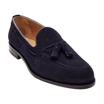 Navy Suede Tassel Loafer Leather Sole