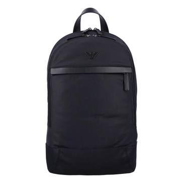 Black Nylon Backpack with Leather Trims