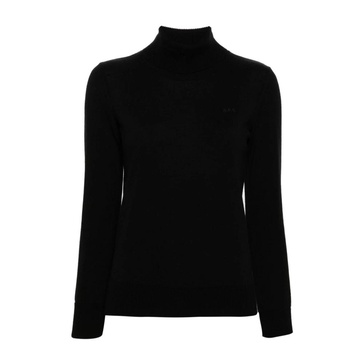 Black Wool Sweater with Roll Neck