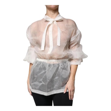 White Silk Ascot Collar Blouse
