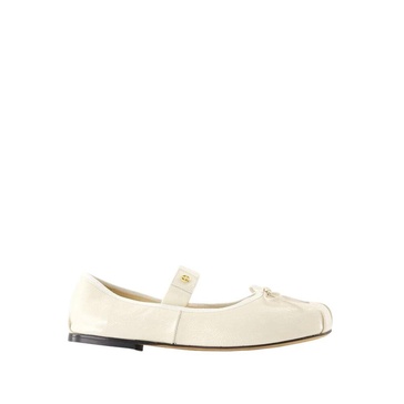 White Ivory Smooth Calfskin Ballerinas