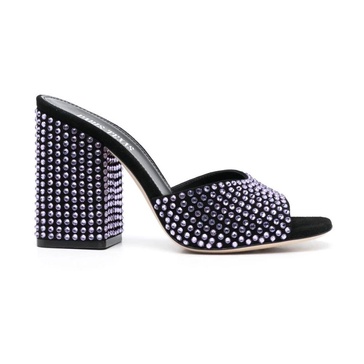 Crystal-Embellished Purple Mules