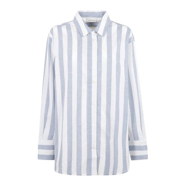 Striped Plaza Shirt in White and Blue