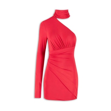 Red One-Shoulder Mini Lycra Dress