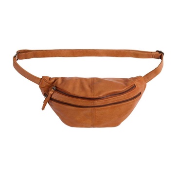 Leather Bumbag with Front Zipper Pockets