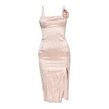 Satin dress with crumple effect