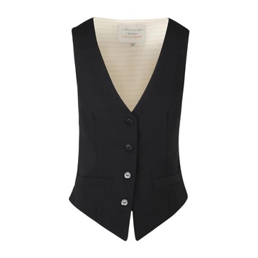 Gabardine V-neck Sleeveless Gilet