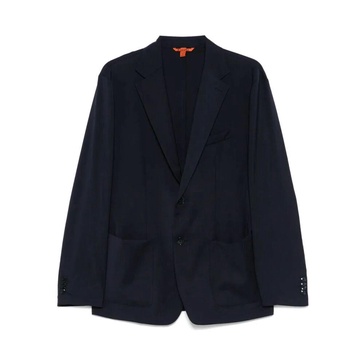 Navy Wool Blazer with Tropical Style