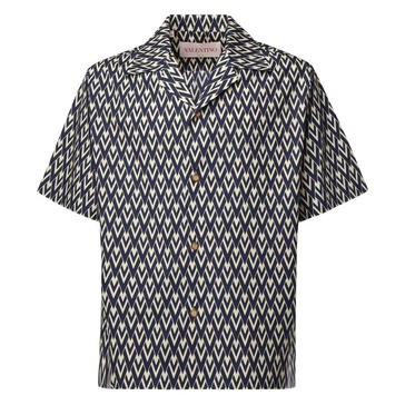 Silk Boxy Fit Shirt with V Print