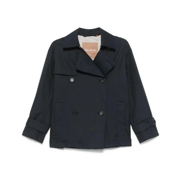 Blue Double-Breasted Coat with Wind Flap