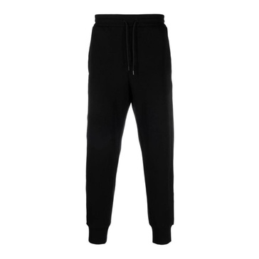 Navy Blue Jogger Pants with Black Side Bands and Logo Lettering