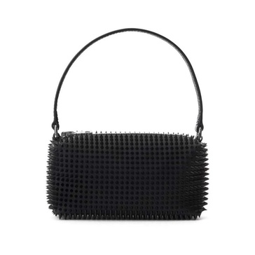 Spiked Leather Handbag with Logo Print