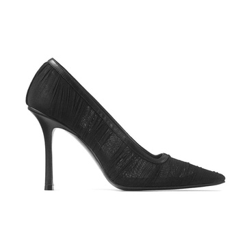 Black Leather Stiletto Heel Shoes