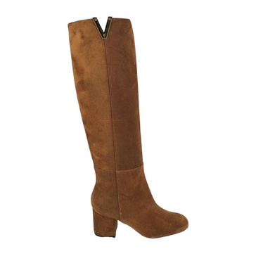 Brown Leather Boots with Metallic Detail
