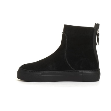 Black Suede Glitter Ankle Boots