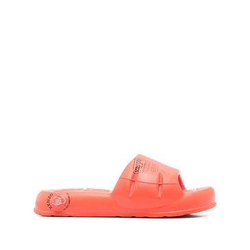 Orange Round Toe Flat Sandals